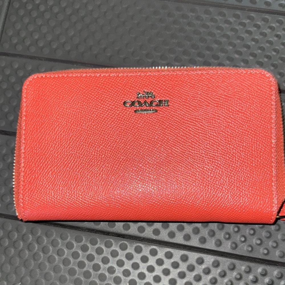 Coach dark orange Zip Wallet